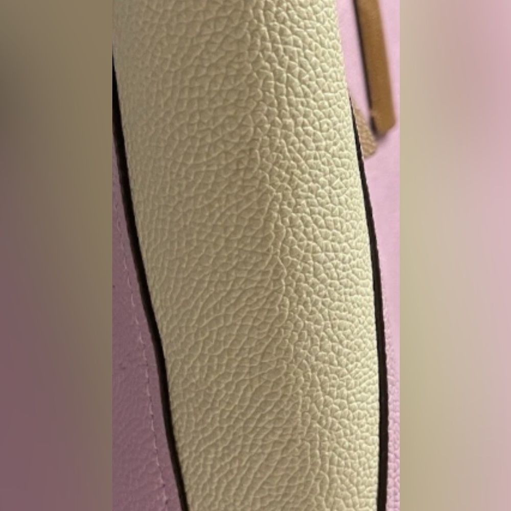 Kate Spade Large Pebbled Leather Lavender and Cream Tote Bag with Brown Handles - Picture 15 of 16